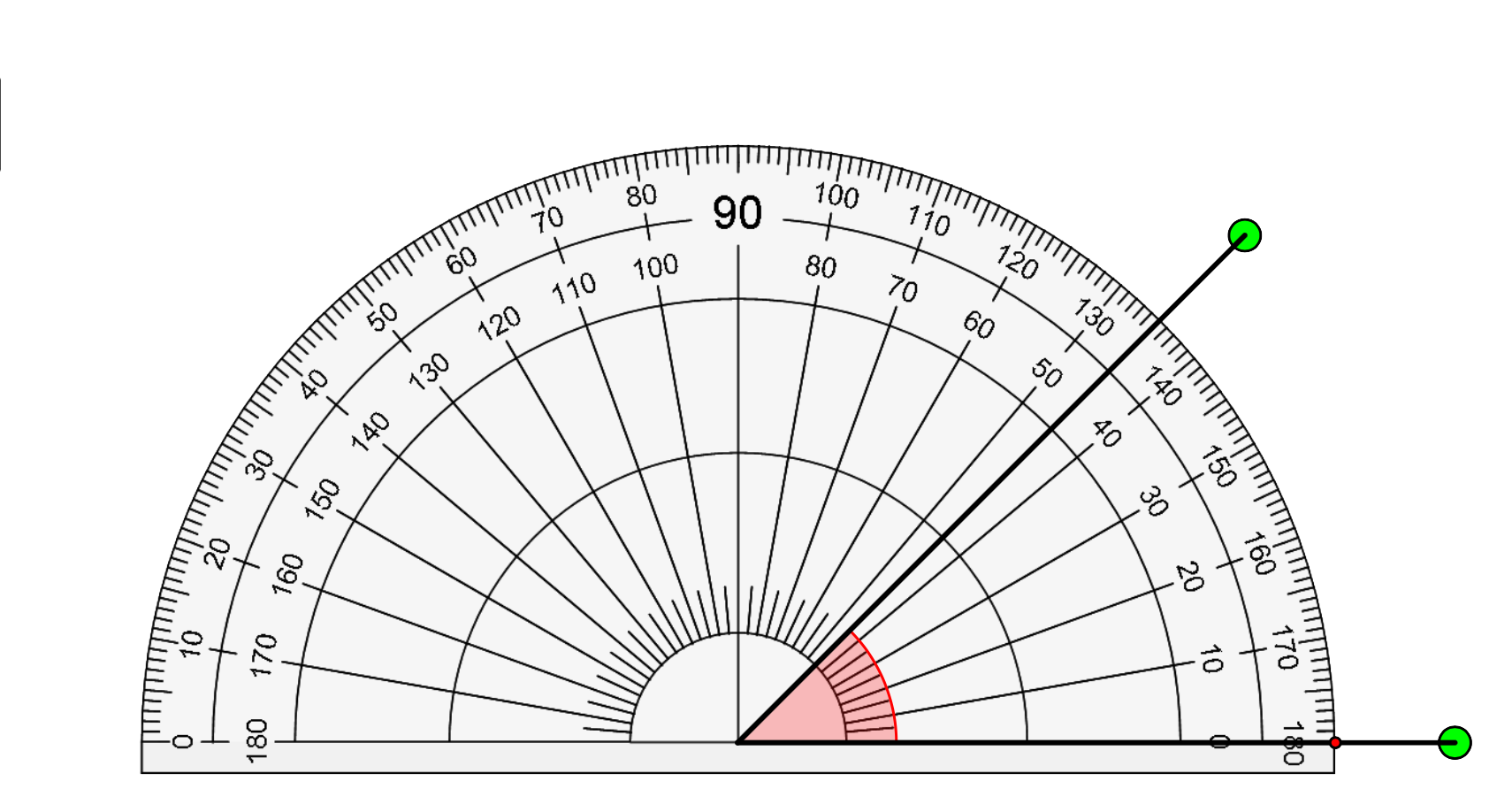 Gradskive som måler en vinkel på 45 grader