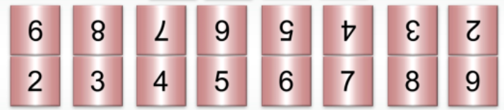 18 røde kort, nummerert fra 1-9